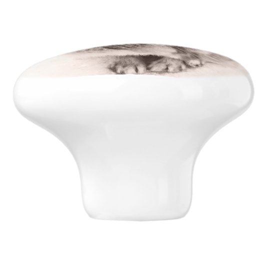 Rabbit Black en white nob, drawer pull, Keramische Knop (Zijkant)