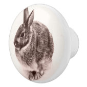 Rabbit Black en white nob, drawer pull, Keramische Knop (Rechts)