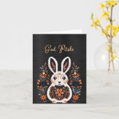 Rabbit Black White God Påske Kaart (Gele Bloem)