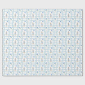 Rabbit Blue Balloons Waterverf Verjaardag Cadeaupapier (Vlak)