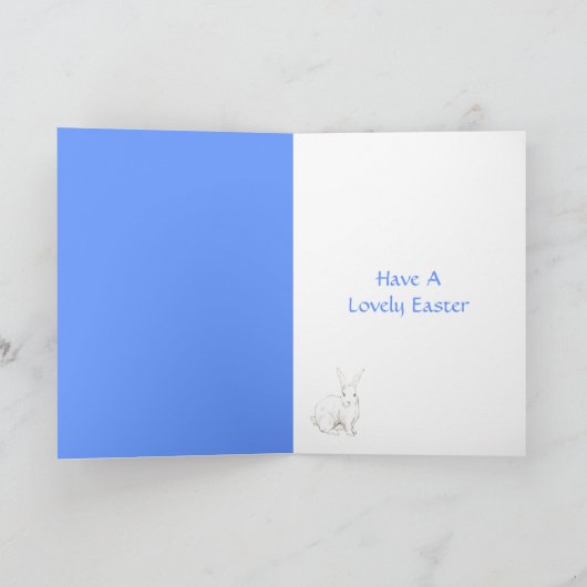 Rabbit Blue Easter Kaart (Binnen)