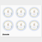 Rabbit Blue Gingham Baby Shower Thank You Ronde Sticker (Vel)