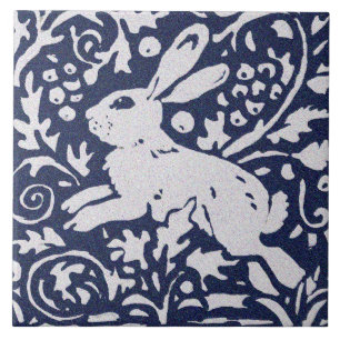 Rabbit Blue Gray Granite Stone Woodland Animal Art Tegeltje