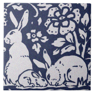 Rabbit Blue Gray Granite Stone Woodland Animal Art Tegeltje