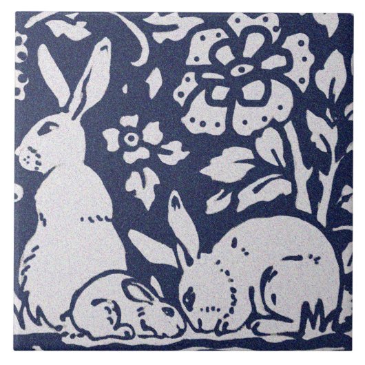 Rabbit Blue Gray Granite Stone Woodland Animal Art Tegeltje (Voorkant)