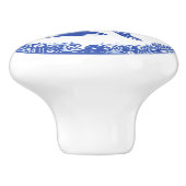 Rabbit Blue & White Design Cute Bunny Facs right Keramische Knop (Zijkant)