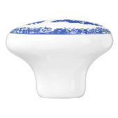 Rabbit Blue Willow Design Cute Bunny Facs left Keramische Knop (Zijkant)