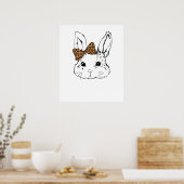 rabbit bow cute, retro, vintage poster (Keuken)