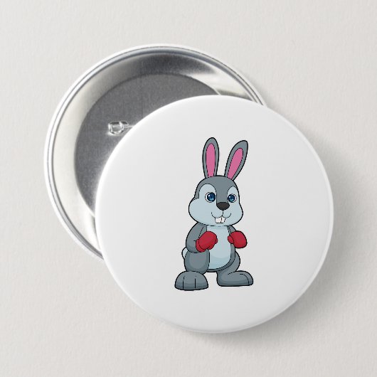 Rabbit Boxer Boxer Boxing-handschoenen Ronde Button 7,6 Cm (Voorkant /achterkant)