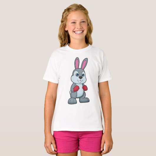 Rabbit Boxer Boxer Boxing-handschoenen T-shirt (Voorkant volledig)