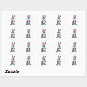 Rabbit Boxer Boxer Boxing-handschoenen Vierkante Sticker (Vel)