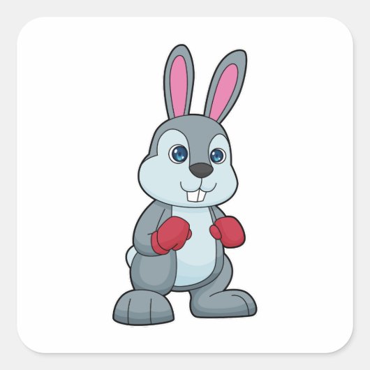 Rabbit Boxer Boxer Boxing-handschoenen Vierkante Sticker (Voorkant)