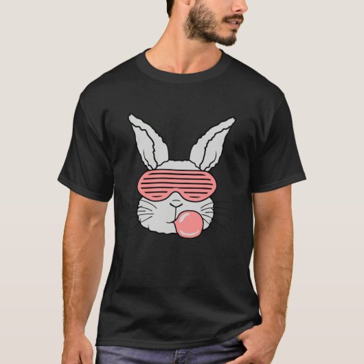 Rabbit Bubble Gum Chewing Easter Bunny Cool Pink S T-shirt (Voorkant)