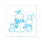 Rabbit Building Snowman Zelfinktende Stempel (Design)
