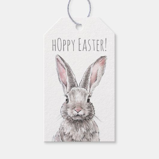 Rabbit Bunny Animal art Hoppy Easter Cute Spring Cadeaulabel (Voorkant)