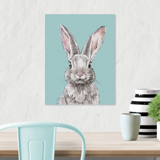 Rabbit Bunny Animal art Waterverf Cute Spring Poster