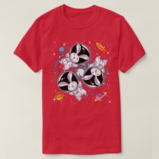 Rabbit Bunny Animal Rocket Planets Space Scientist T-shirt (Design voorkant)