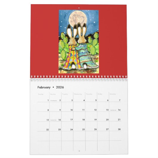 Rabbit Bunny Art Calendar Elk jaar Tuzi Williams Kalender (Feb 2026)