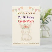Rabbit Bunny Birthday Invitation Kaart (Staand voorkant)