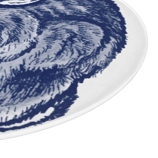 Rabbit Bunny Cobalt Blue White Ink Sketch Art Snijplank (Hoek)