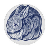 Rabbit Bunny Cobalt Blue White Ink Sketch Art Snijplank (Voorkant)