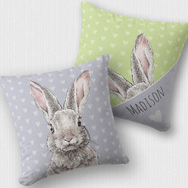 Rabbit Bunny Cute Pastel Animal Art tweezijdig Kussen