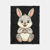 Rabbit Bunny Doing Heart With Hands Valentines Day Fleece Deken (Voorkant)