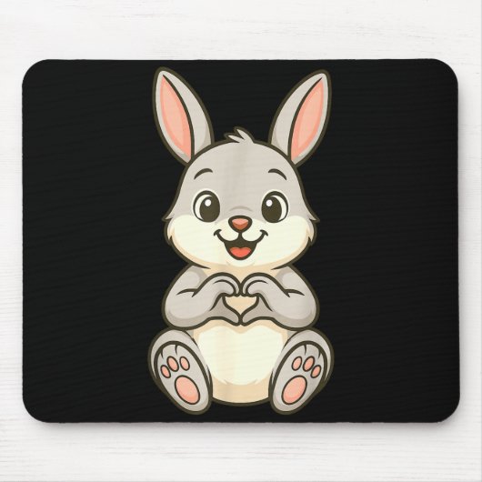 Rabbit Bunny Doing Heart With Hands Valentines Day Muismat (Voorkant)
