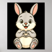 Rabbit Bunny Doing Heart With Hands Valentines Day Poster (Voorkant)