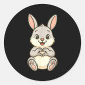 Rabbit Bunny Doing Heart With Hands Valentines Day Ronde Sticker (Voorkant)