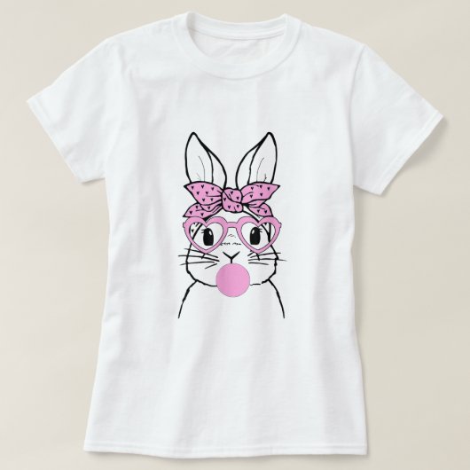 Rabbit Bunny Glasses Bandana Blowble Gum Ea T-shirt (Design voorkant)