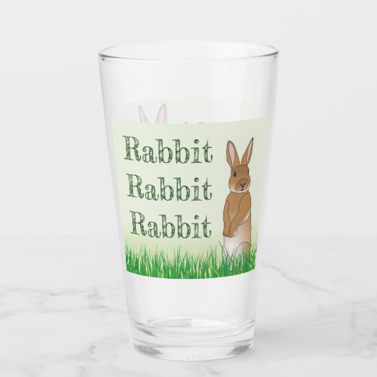Rabbit Bunny Good Luck Typography Green Easter Glas (Achterkant)