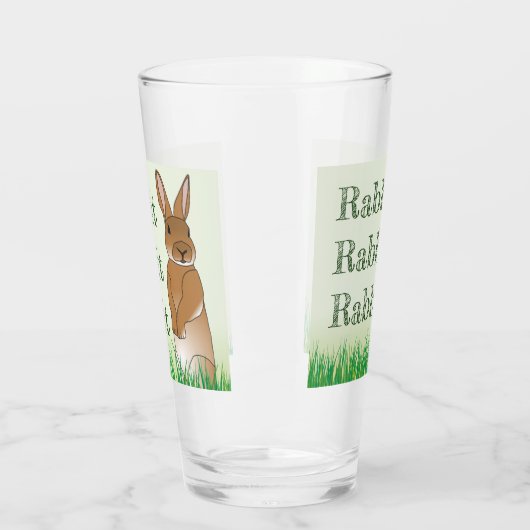 Rabbit Bunny Good Luck Typography Green Easter Glas (Links)