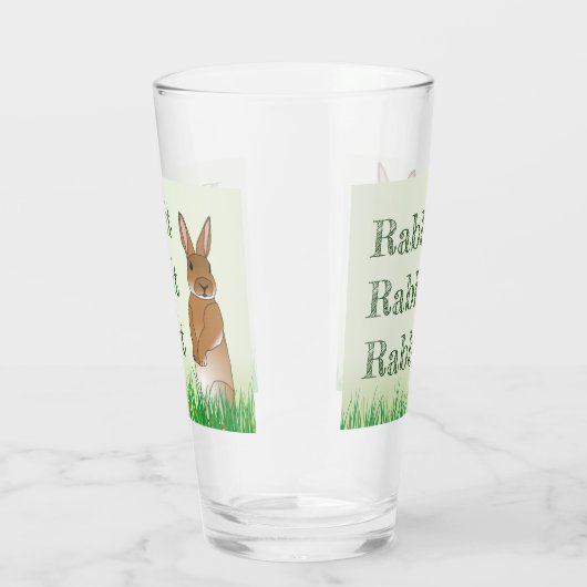 Rabbit Bunny Good Luck Typography Green Easter Glas (Rechts)