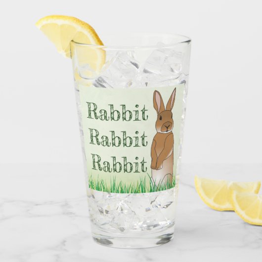 Rabbit Bunny Good Luck Typography Green Easter Glas (Voorkant ijs)