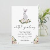 Rabbit Bunny Greenery Gender Neutral Baby shower Kaart (Staand voorkant)