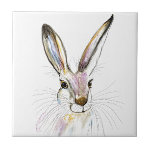 Rabbit Bunny Hare Floral Animal Wildlife Cute Tegeltje