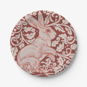 Rabbit Bunny Hare Rust Red Woodland Art Papieren Bordje