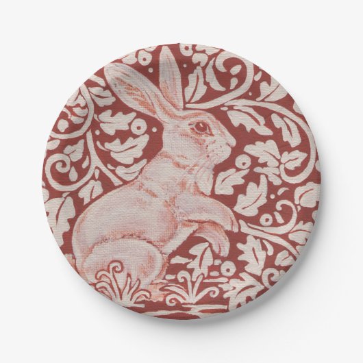 Rabbit Bunny Hare Rust Red Woodland Art Papieren Bordje (Voorkant)