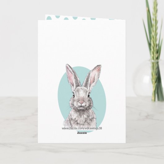 Rabbit Bunny Hoppy Easter Cute Spring Animal art Kaart (Achterkant)