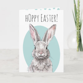 Rabbit Bunny Hoppy Easter Cute Spring Animal art Kaart