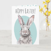 Rabbit Bunny Hoppy Easter Cute Spring Animal art Kaart (Gele Bloem)