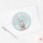 Rabbit Bunny Hoppy Easter Cute Spring Animal art Ronde Sticker (Envelop)