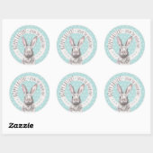 Rabbit Bunny Hoppy Easter Cute Spring Animal art Ronde Sticker (Vel)