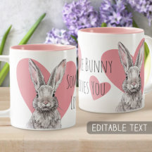 Rabbit Bunny Love Cute Animal Pink Hearts Funny