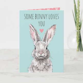 Rabbit Bunny Love Cute Funny Animal Valentijnsdag Feestdagen Kaart