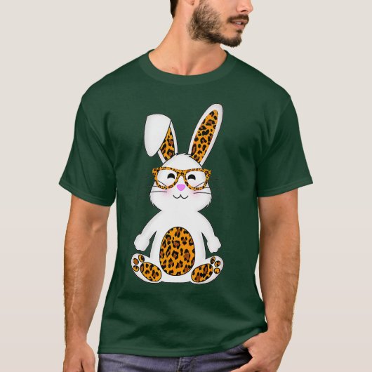 Rabbit Bunny met zonnebril Leopard Cute Easter T-shirt (Voorkant)