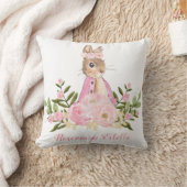 Rabbit Bunny Pink Floral Baby Girl Nursery Decor Kussen (Deken)