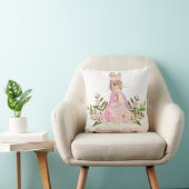 Rabbit Bunny Pink Floral Baby Girl Nursery Decor Kussen (Stoel)