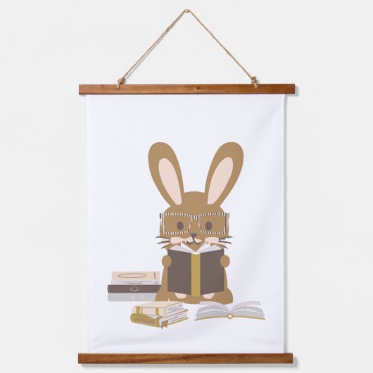 Rabbit Bunny Reading Poster Hangend Wandkleed (Voorkant)
